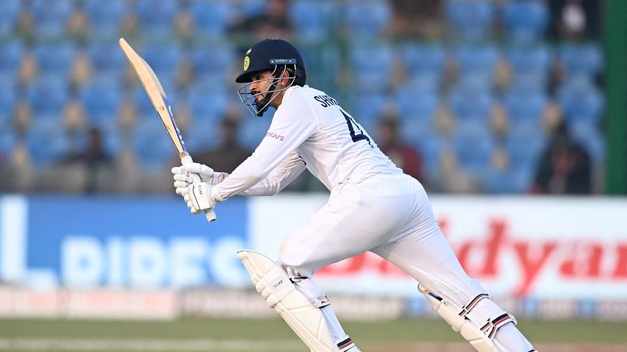 Shreyas Iyer is close to a century in his debut Test. At the end of the day he is unbeaten on 75 runs