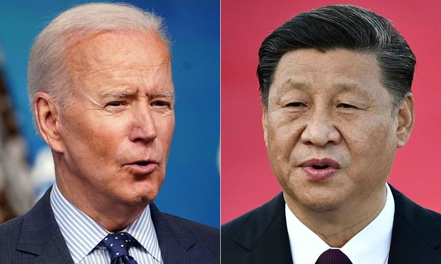 US president Joe Biden (L) and Chinese president Xi Jinping
