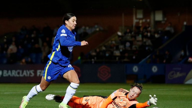 Chelsea footballer Sam Carr against Juventus in the Women's Champions League