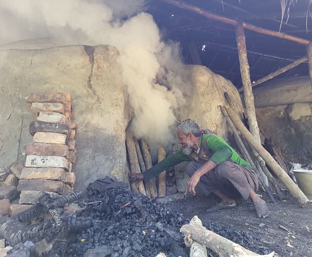 Preparation for burning bricks in brick kiln. Recently in Charduani area of Kanthaltali union of Amtali upazila of Barguna